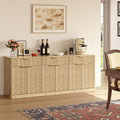 67" Fluted Oak Sideboard Buffet Cabinet with 3 Drawers B515