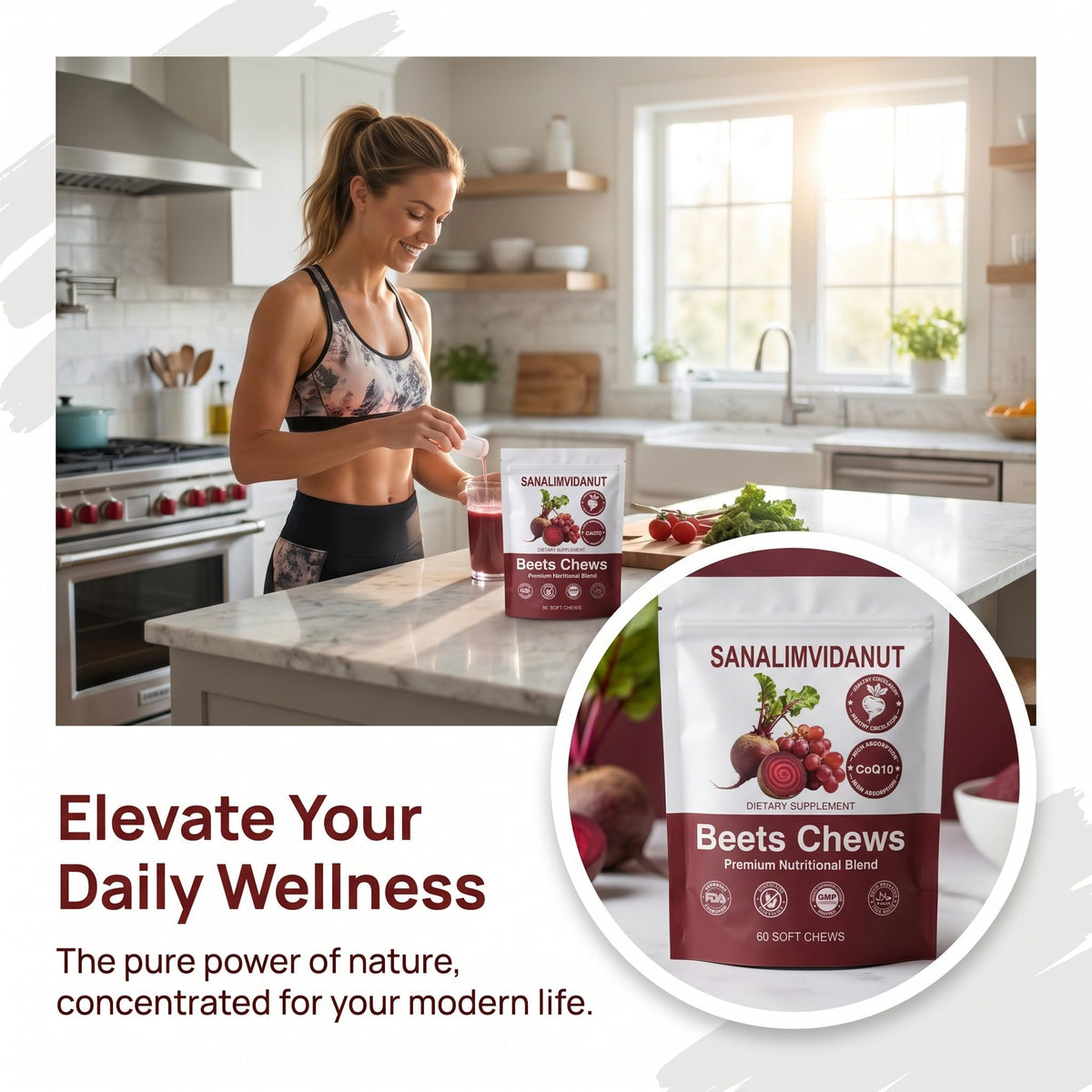 Beets Chews Dietary Supplement, 60 Count V609