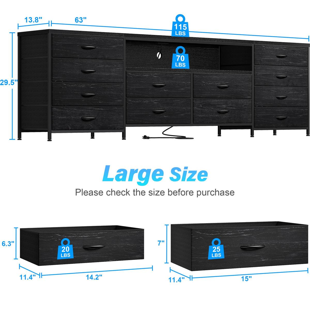 12 Drawers Dresser TV Stand W361