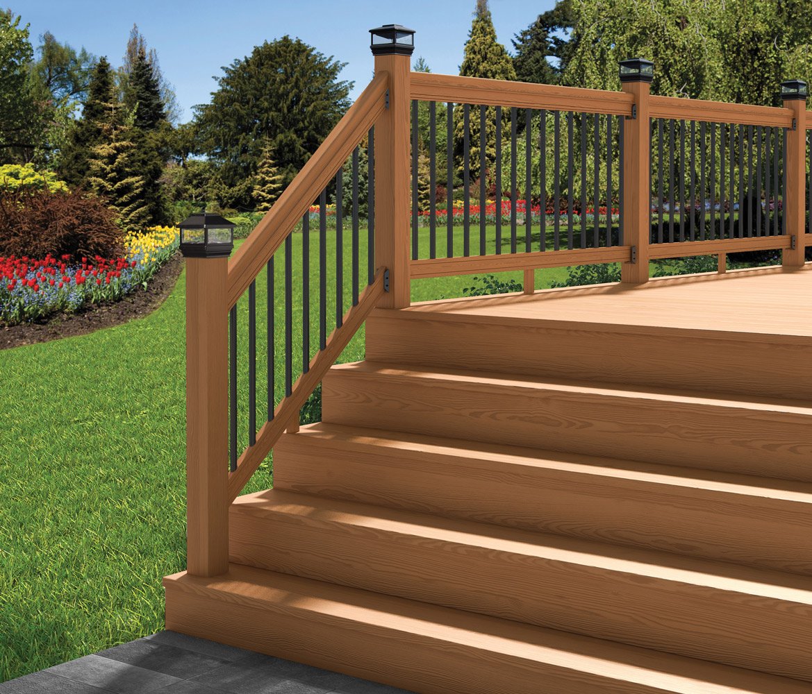 6 ft. Southern Yellow Pine Stair Rail Kit with Black Balusters Q34910