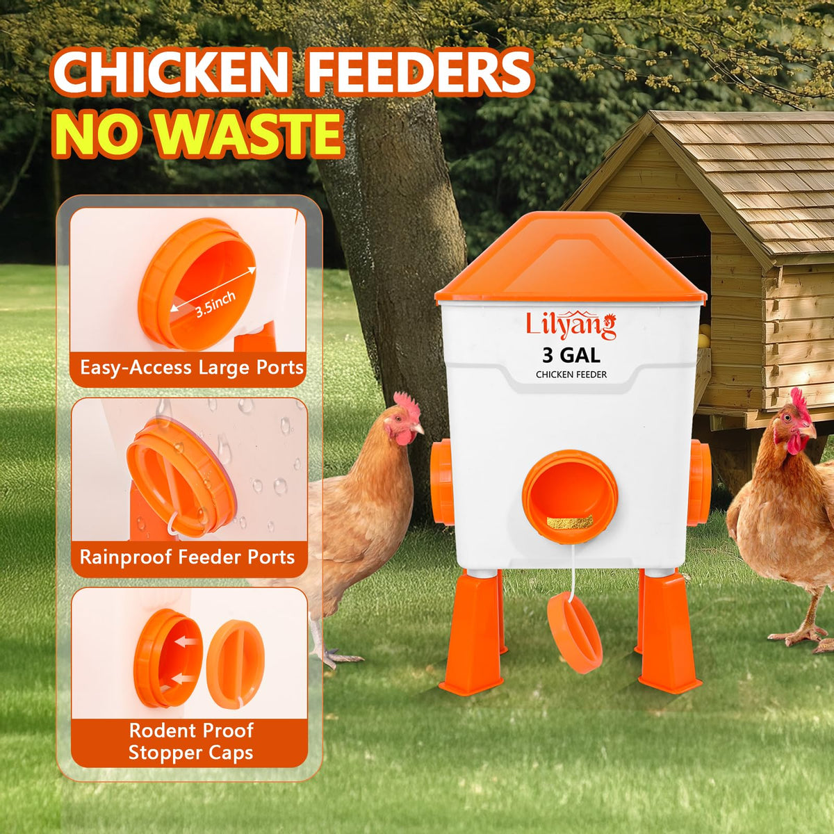 3 Gallon Automatic Chicken Waterer & Feeder Set U2040