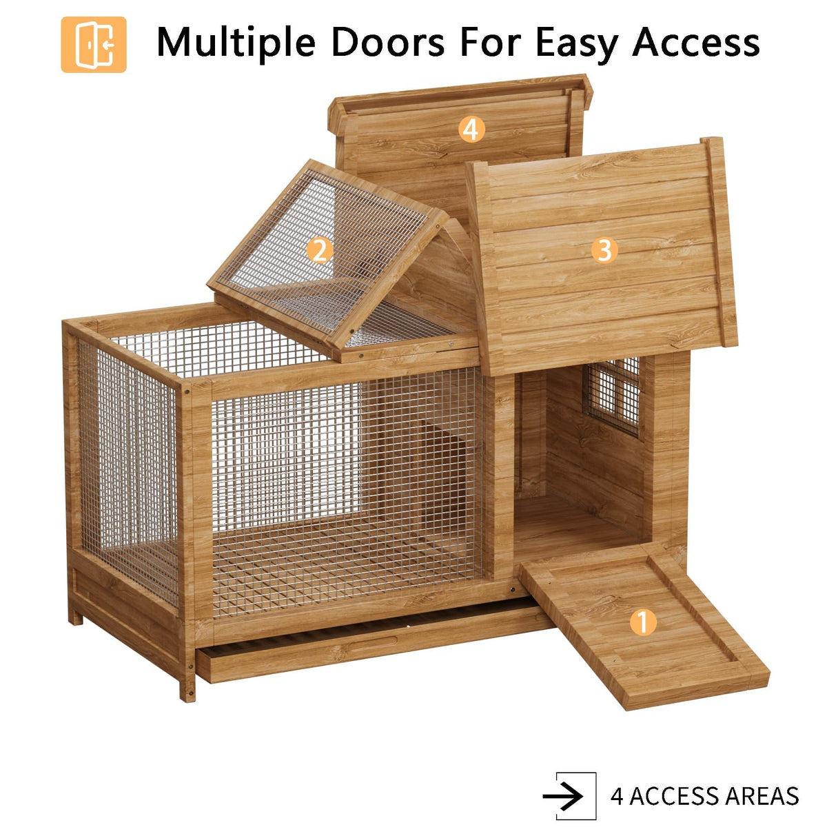 2-Story Wooden Rabbit Hutch & Chicken Coop on Wheels Y294290