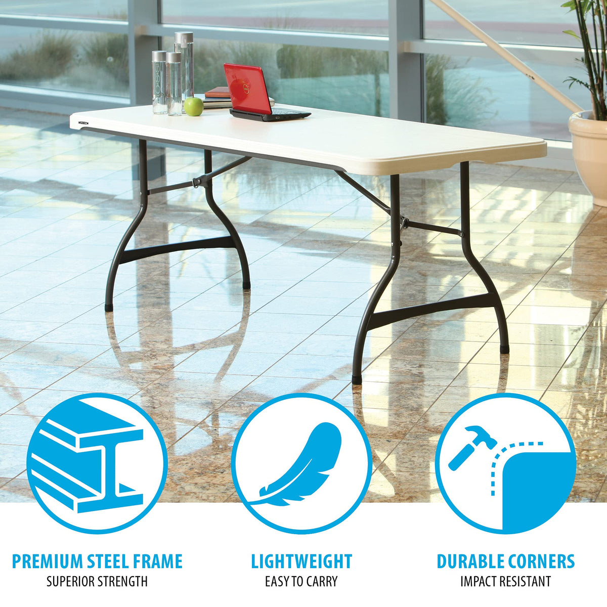 White Stackable Folding Table D989183