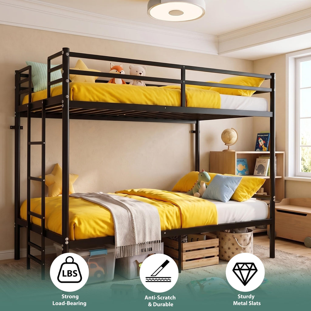Twin Over Twin Bunk Bed with Ladder, Black H29695