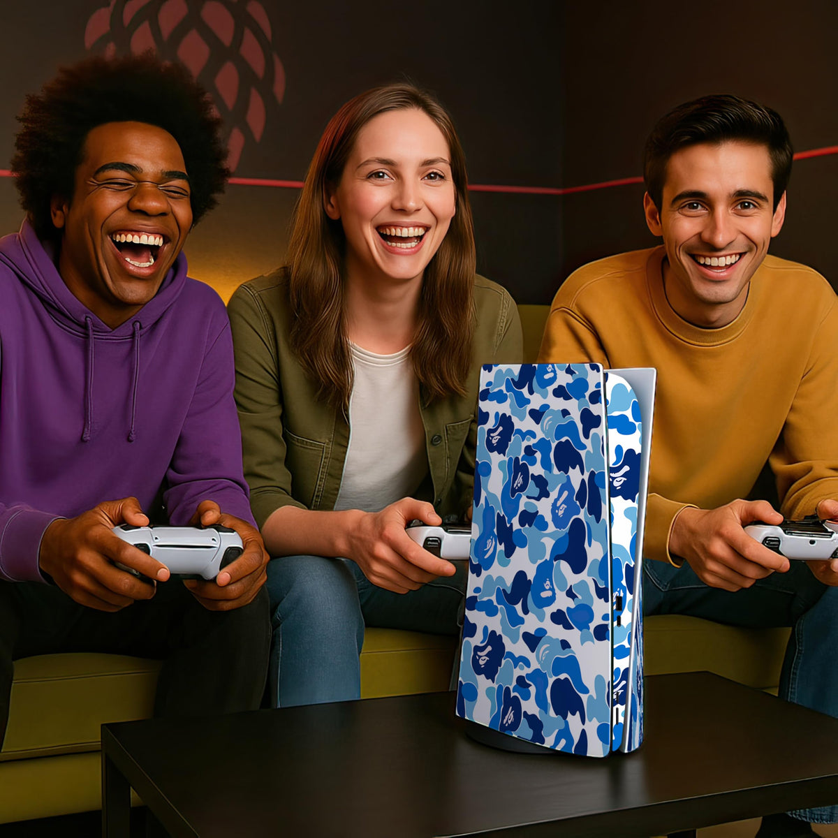 Blue Camo Game Console 5 Skin with 2 Controller Skins U74208