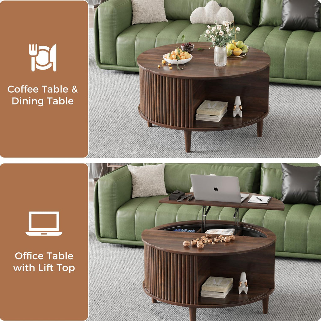 Round Lift Top Coffee Table with Storage W44795
