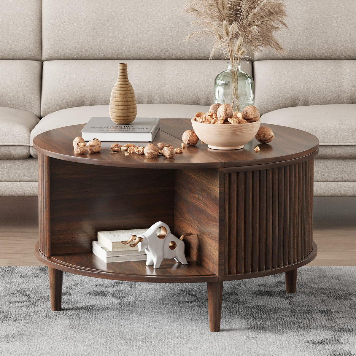 Round Lift Top Coffee Table with Storage W44795
