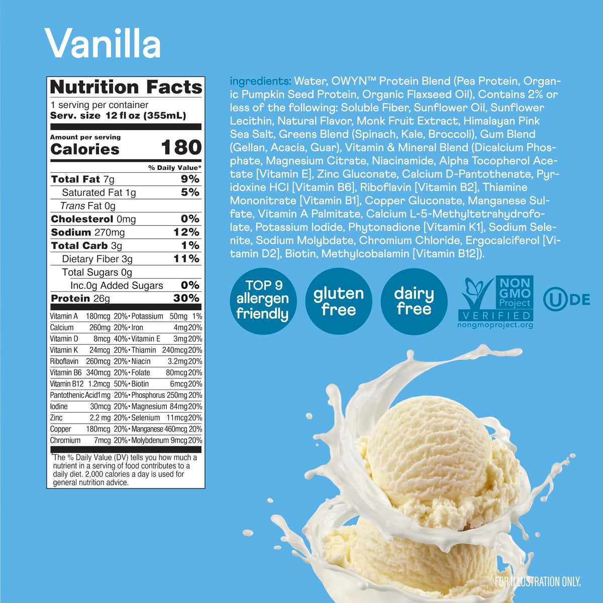 26g High Protein Shake, Vanilla Flavored, 12 Ct H84969