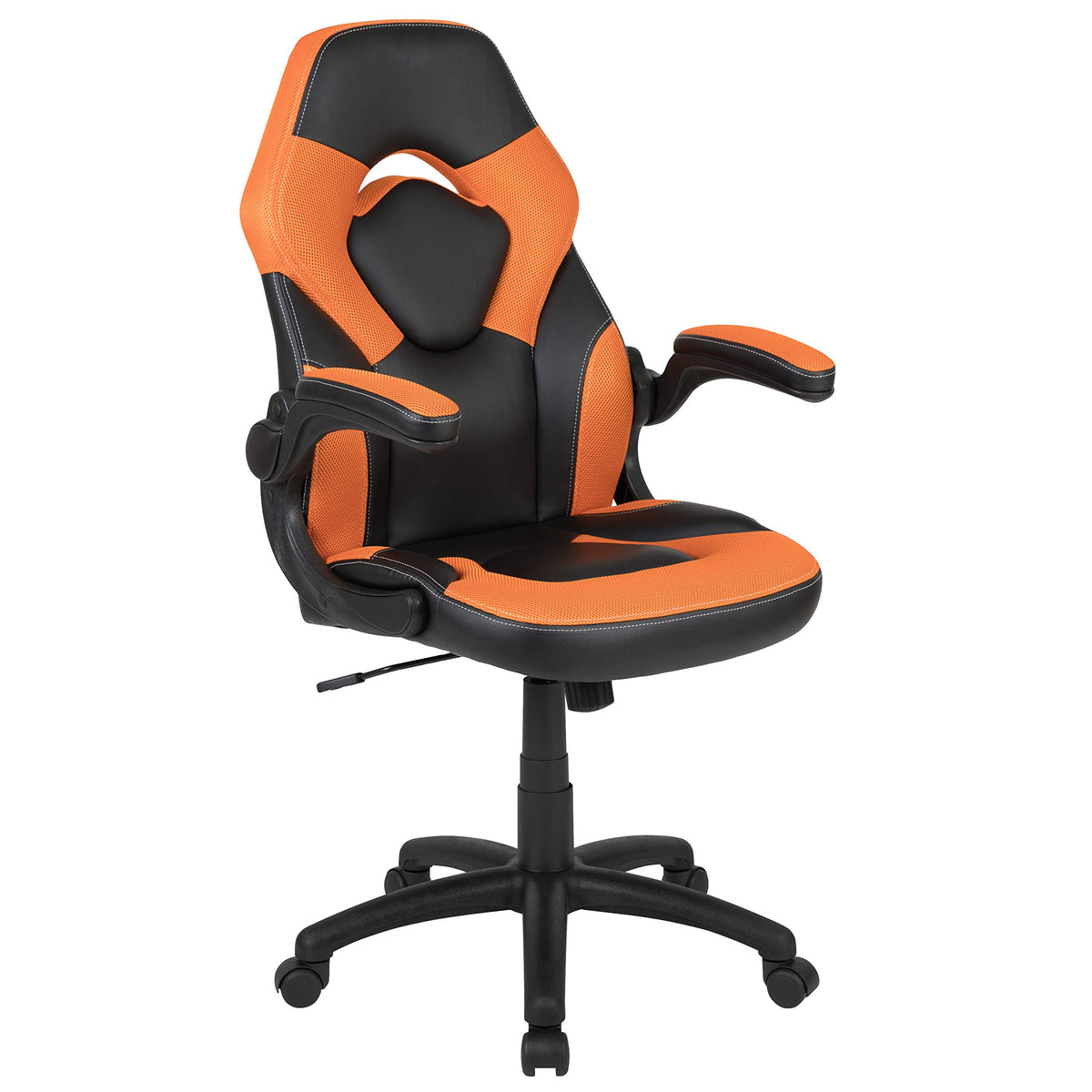 Orange Black Ergonomic Gaming Chair with Flip-Up Arms B887078