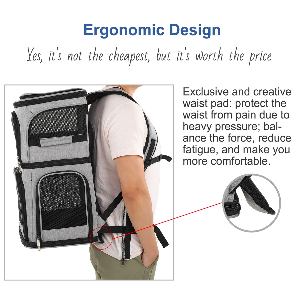 Expandable Cat Backpack Carrier for 2 Cats, 7 Windows, Foldable L131