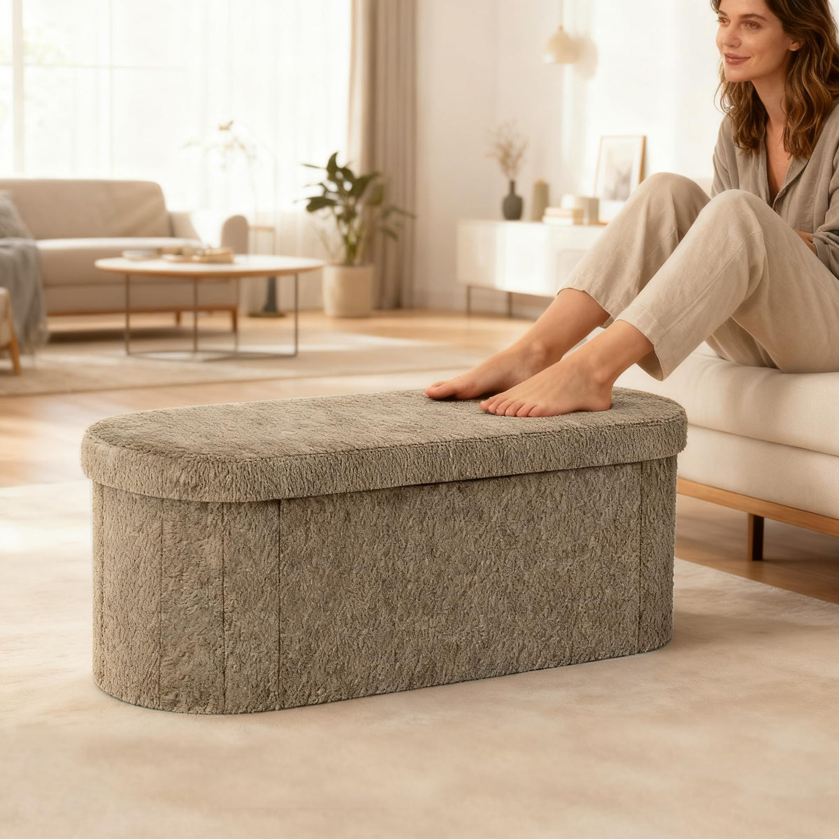 Oval Storage Ottoman N8883