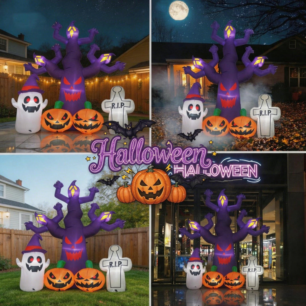 8FT Halloween Inflatables Tree with LEDs E7935