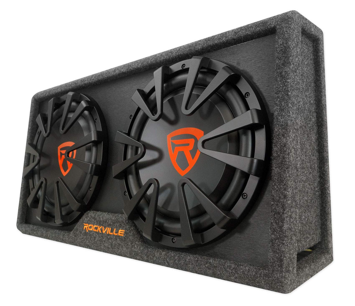 Dual 12" Slim Vented Powered Car Subwoofer Enclosure S1626