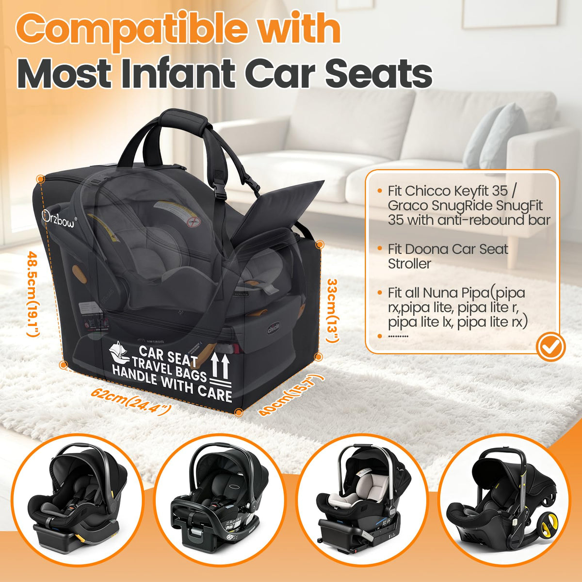 Infant Car Seat Travel Backpack Bag W775618