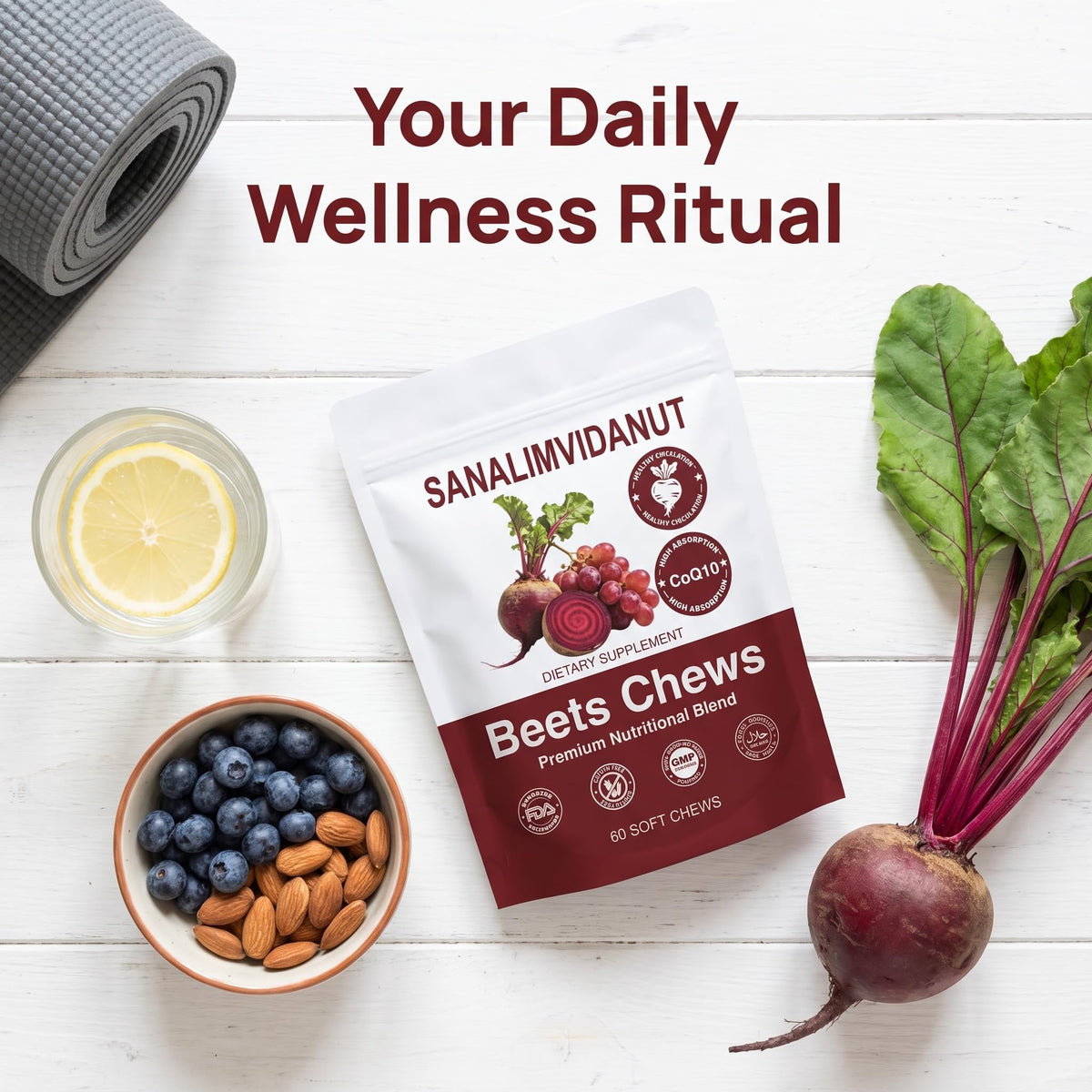 Beets Chews Dietary Supplement, 60 Count V609
