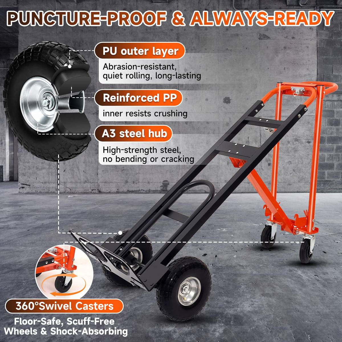 Heavy Duty Convertible Hand Truck with Wheels H7533