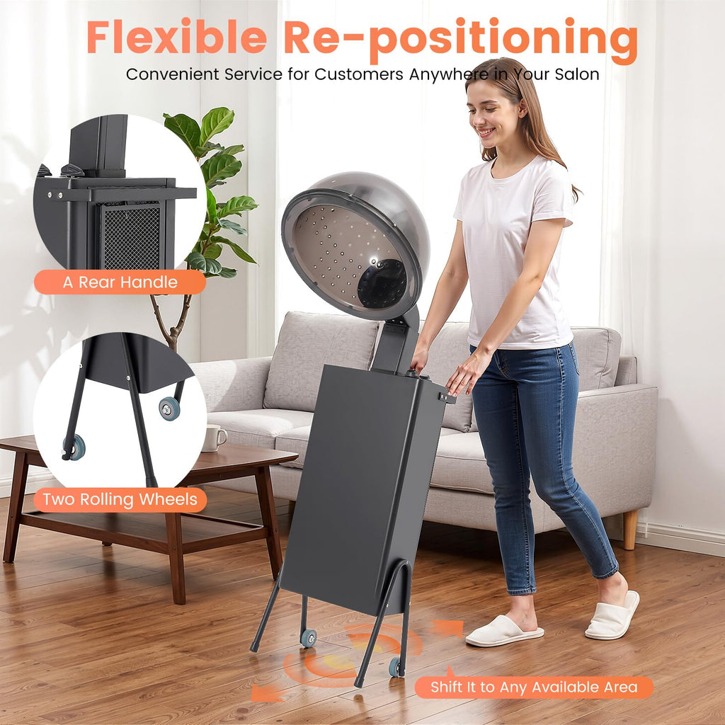 1200W Freestanding Hooded Hair Dryer with Wheels P700353