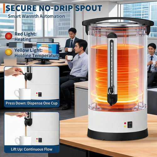 12L 80-Cup Double-Wall Stainless Steel Electric Coffee Urn H7366