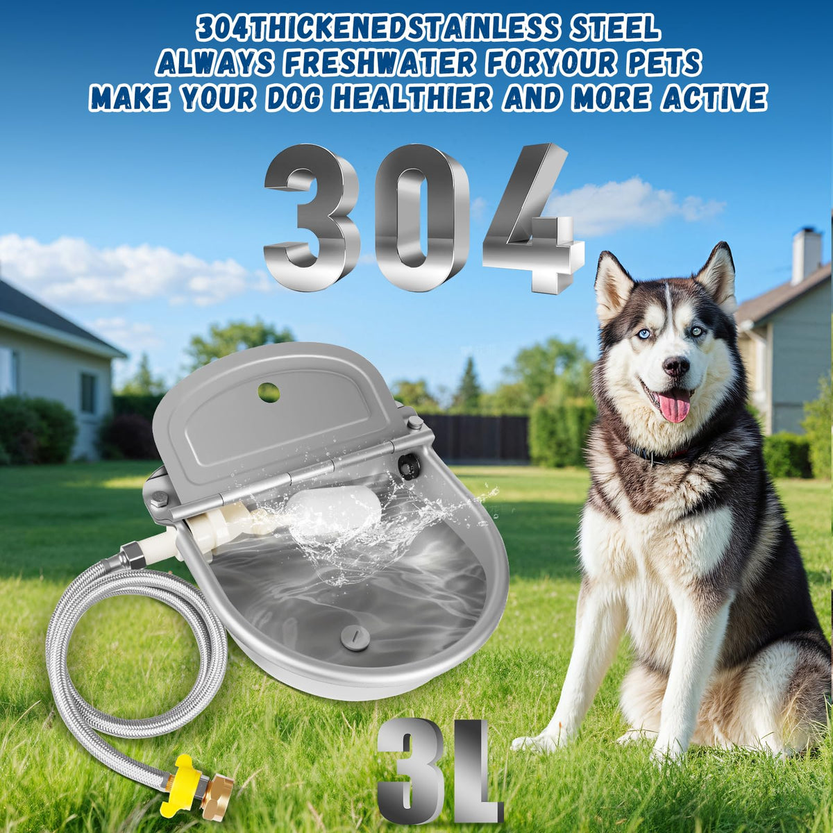 Automatic Chicken Waterer 304 Steel Poultry Water Dispenser U2937