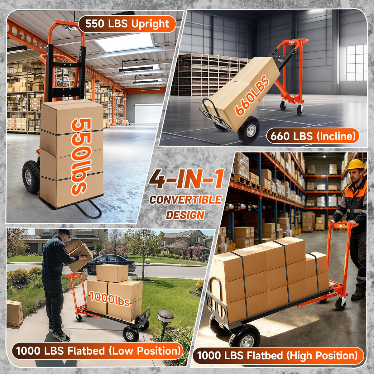 Heavy Duty Convertible Hand Truck with Wheels H7533