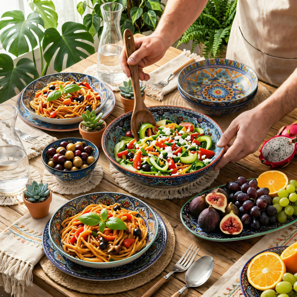 Pasta Bowls Set of 4, 42 oz Ceramic Serving Bowls A528538
