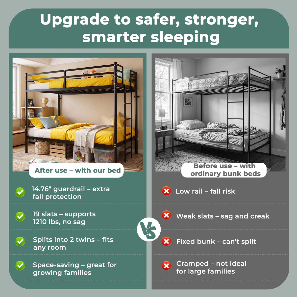 Twin Over Twin Bunk Bed with Ladder, Black H29695