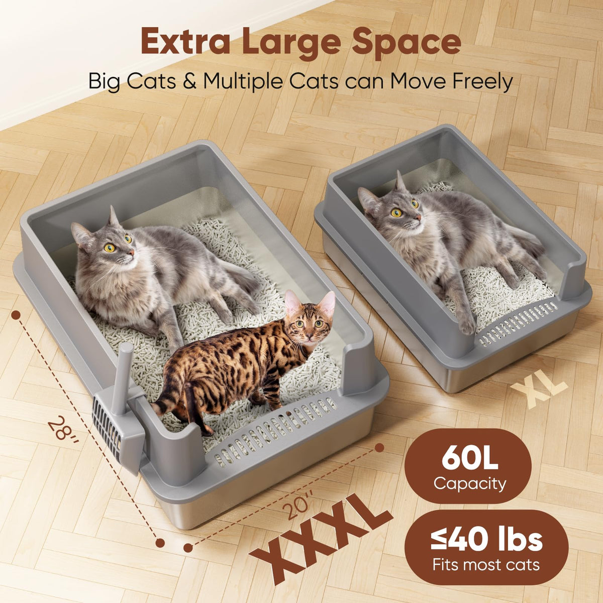 Extra Large Stainless Steel Litter Box with Lid N92967