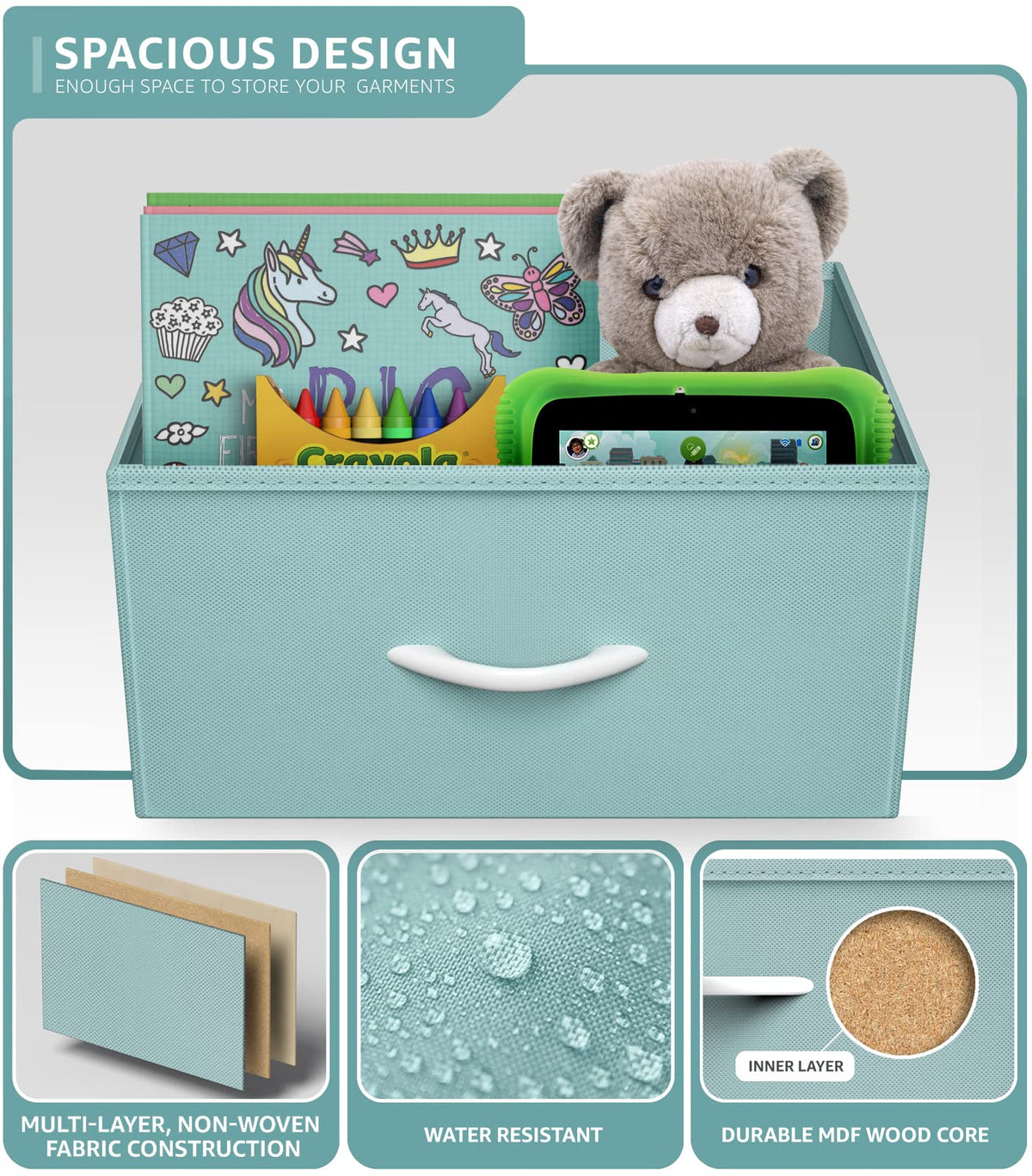 Aqua 3 Drawer Nightstand V6310