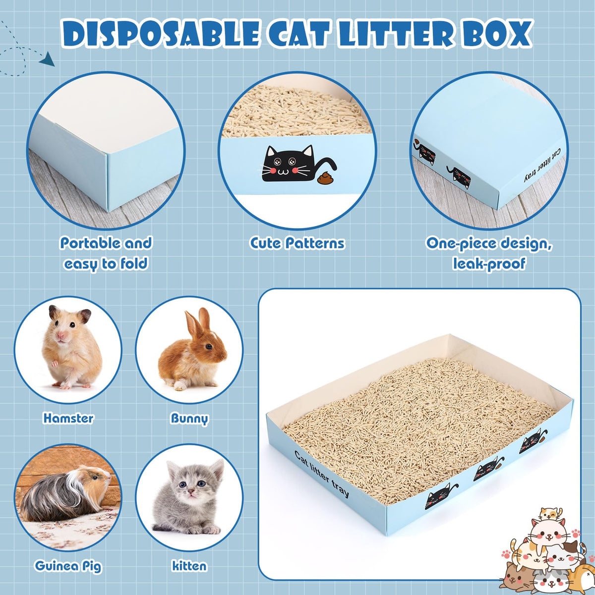 30 Pack Disposable Litter Boxes with Scoop M35459
