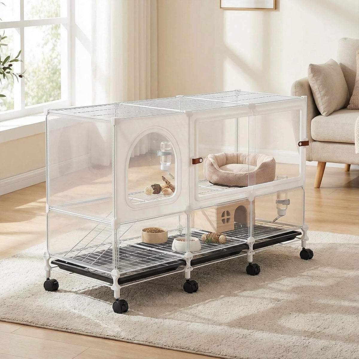 2-Tier Pet House Cage with Pull Out Tray Q29805