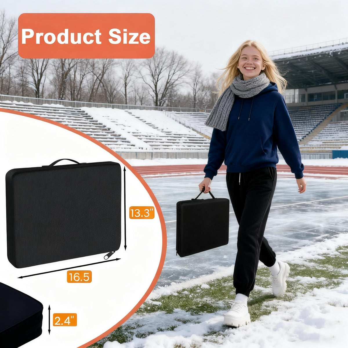 Black 2 Pack Heated Stadium Seat Cushions W844512