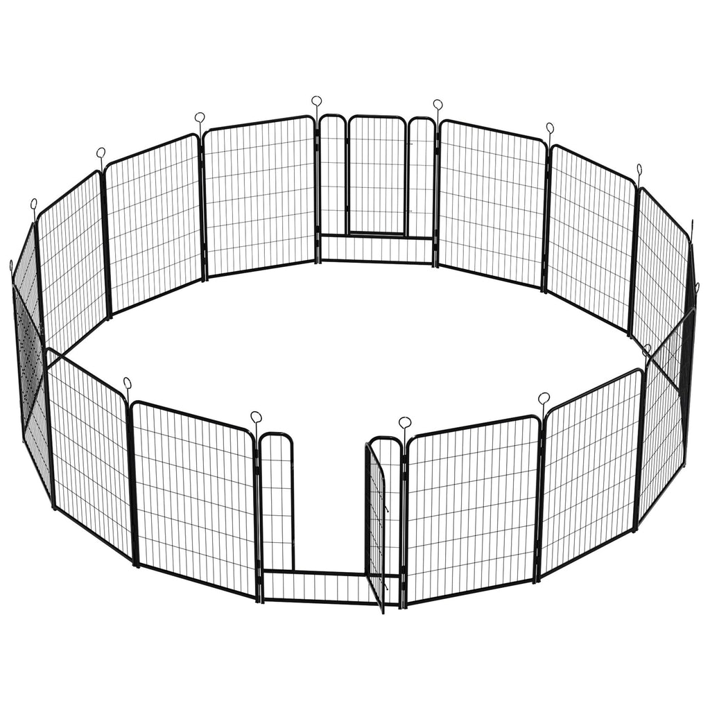 40 Inch 16 Panel Metal Garden Fence with Self-Locking Gate Q991