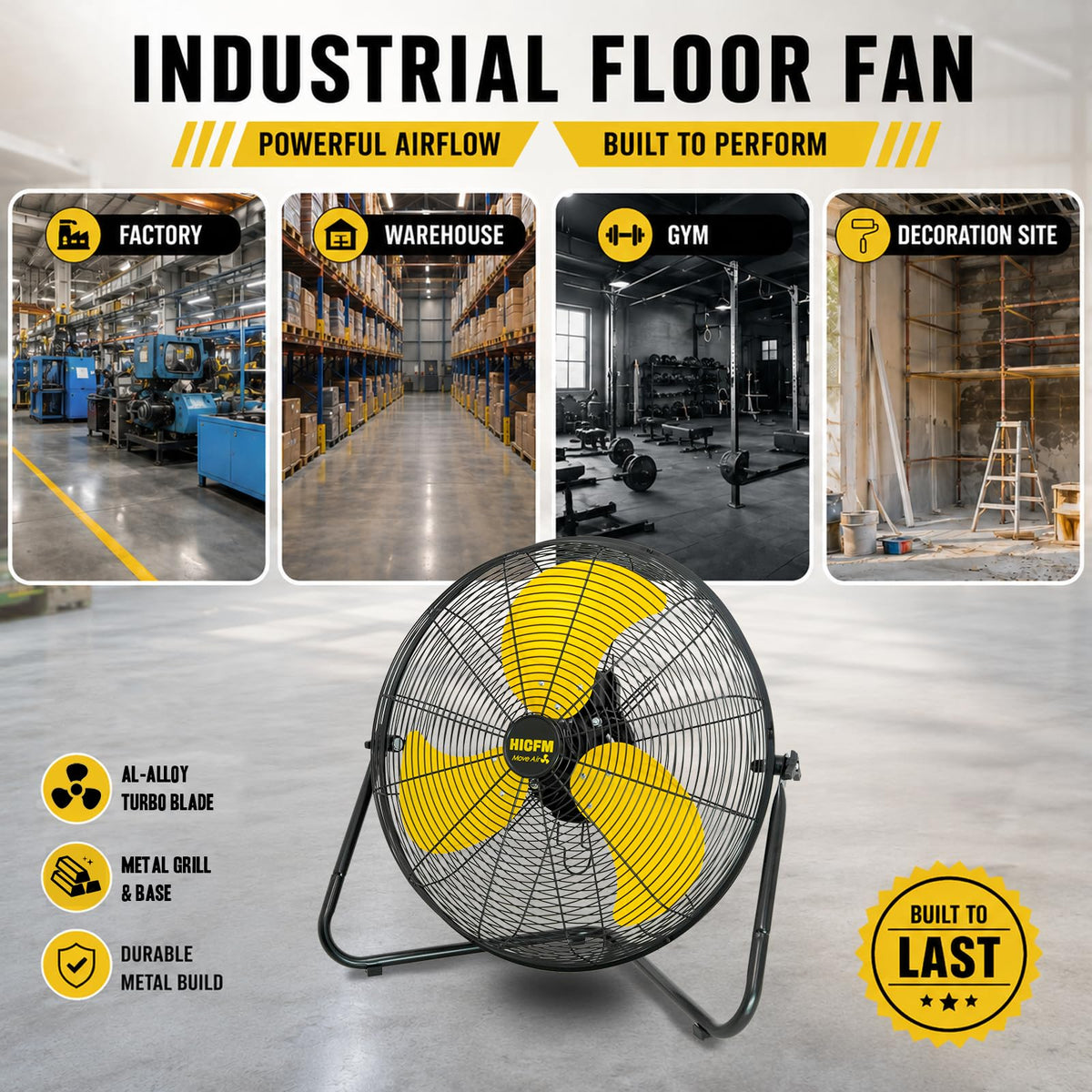20" 6200 CFM High Velocity Metal Floor Fan D8787