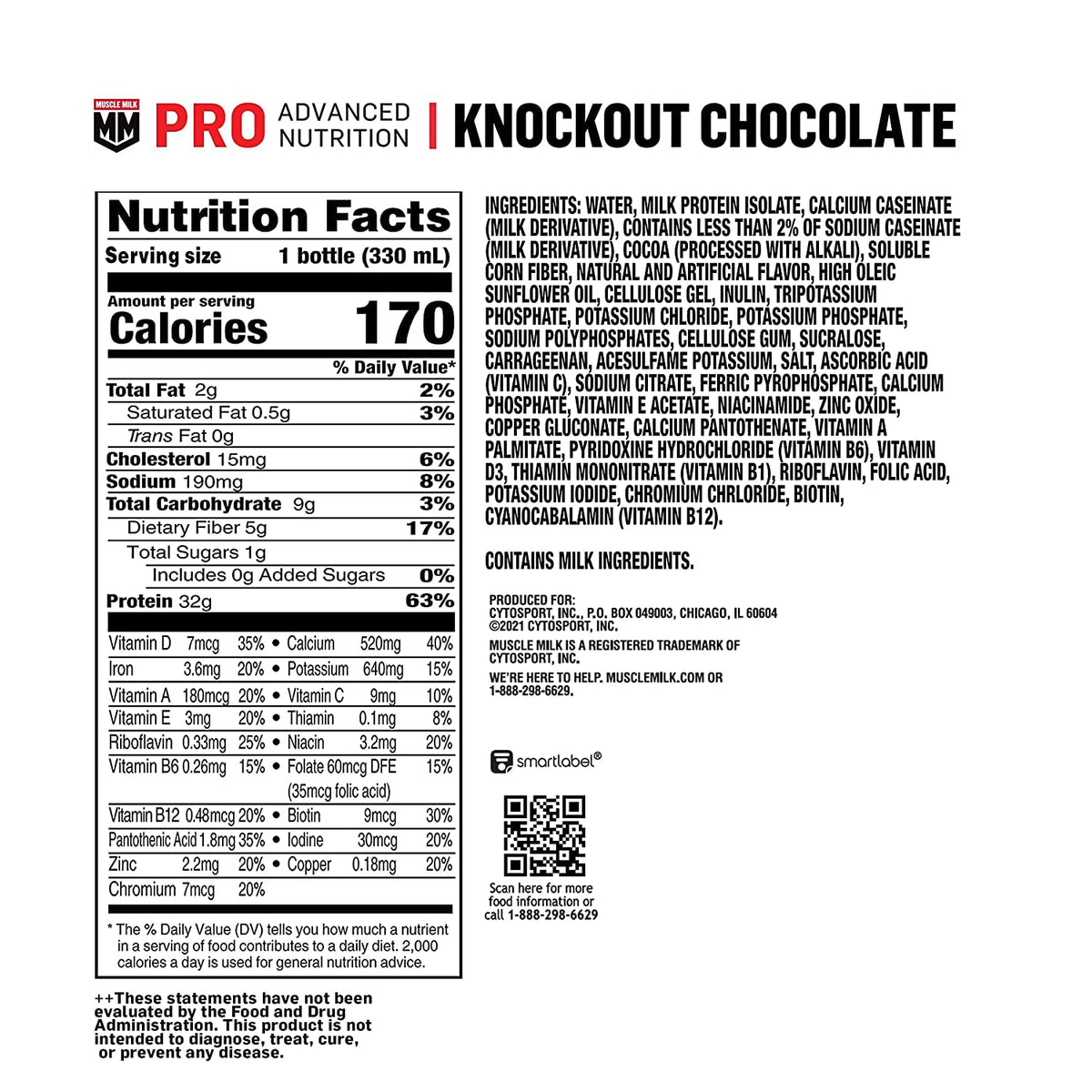 Knockout Chocolate Protein Shake 32g 11.16 Fl Oz (Pack of 12) F3547