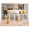 120" x 32" Foldable Freestanding Extra Wide Dog Gate with Door, White B979985