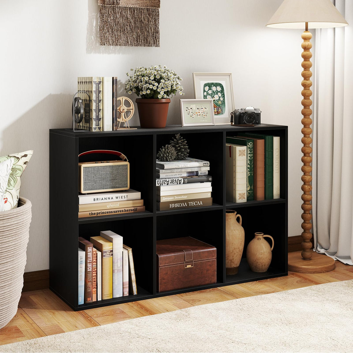 Black 6-Cube 3-Tier Bookcase S45208