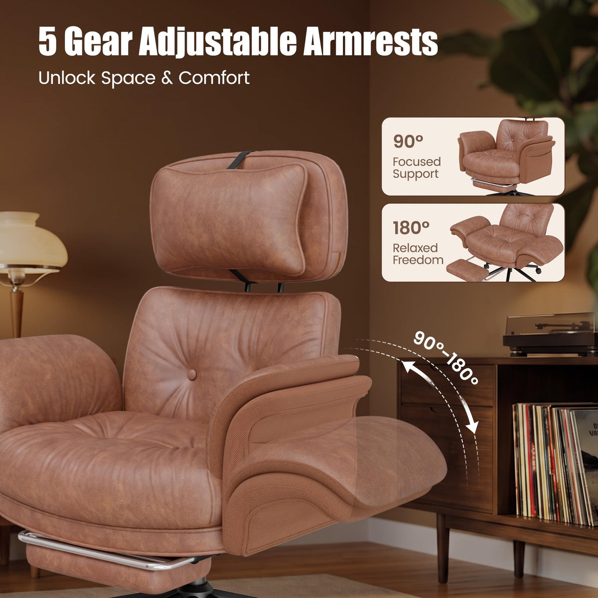 Brown Criss Cross Office Chair with Flip-Up Armrests and Headrest X784