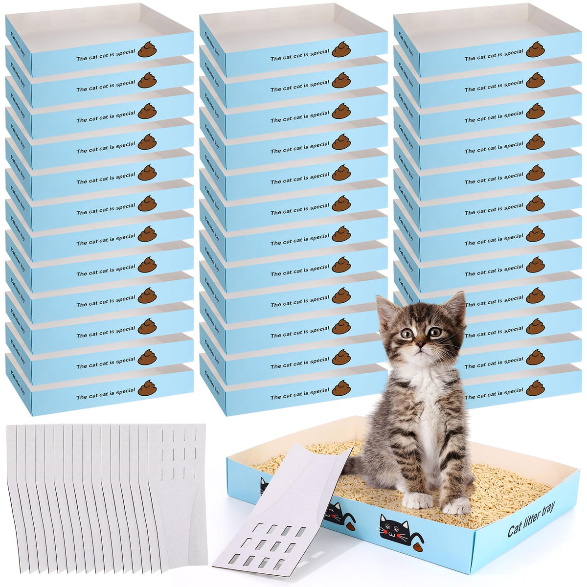 30 Pack Disposable Litter Boxes with Scoop M35459