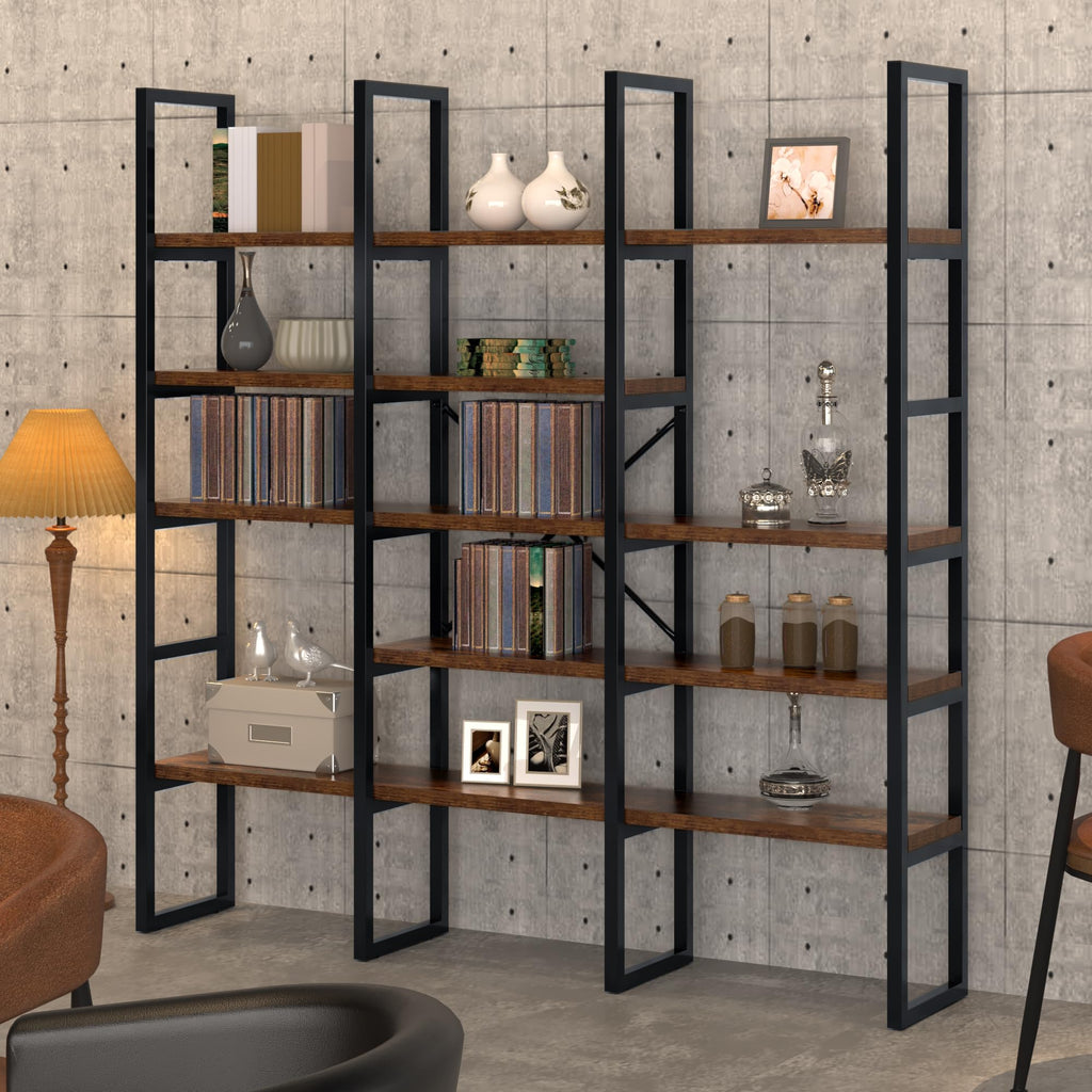 5 Tier Rustic Brown Bookshelf J5789
