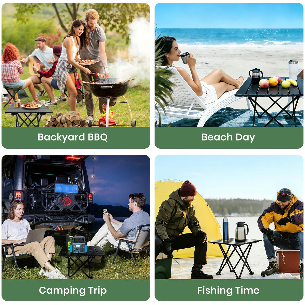 2 Pack Black Foldable Camping Table C8769