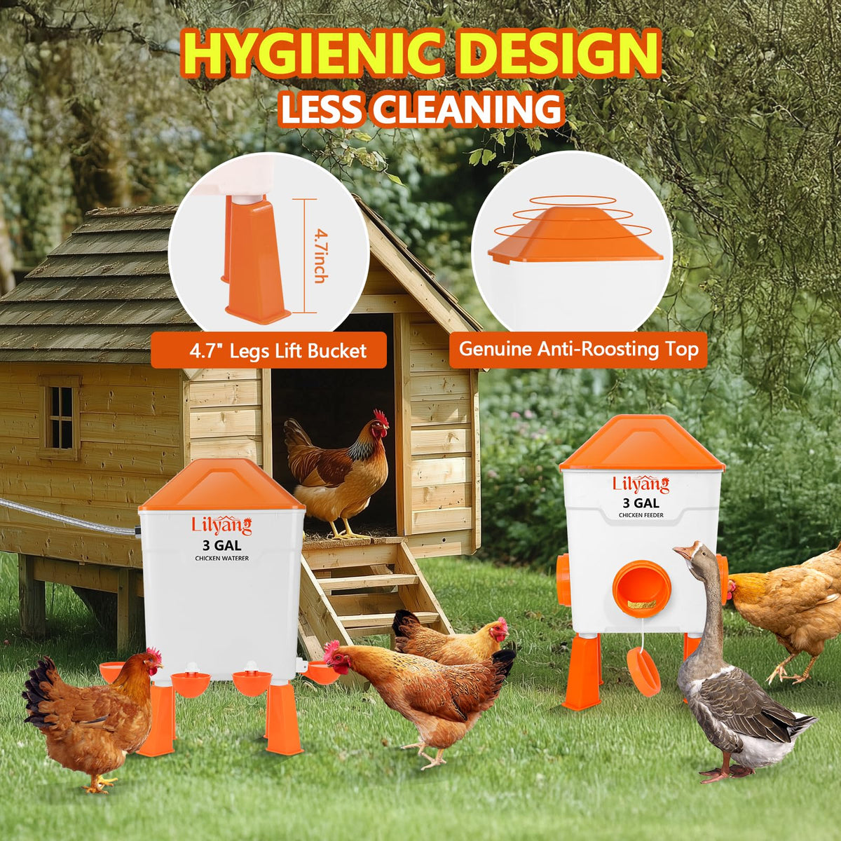 3 Gallon Automatic Chicken Waterer & Feeder Set U2040