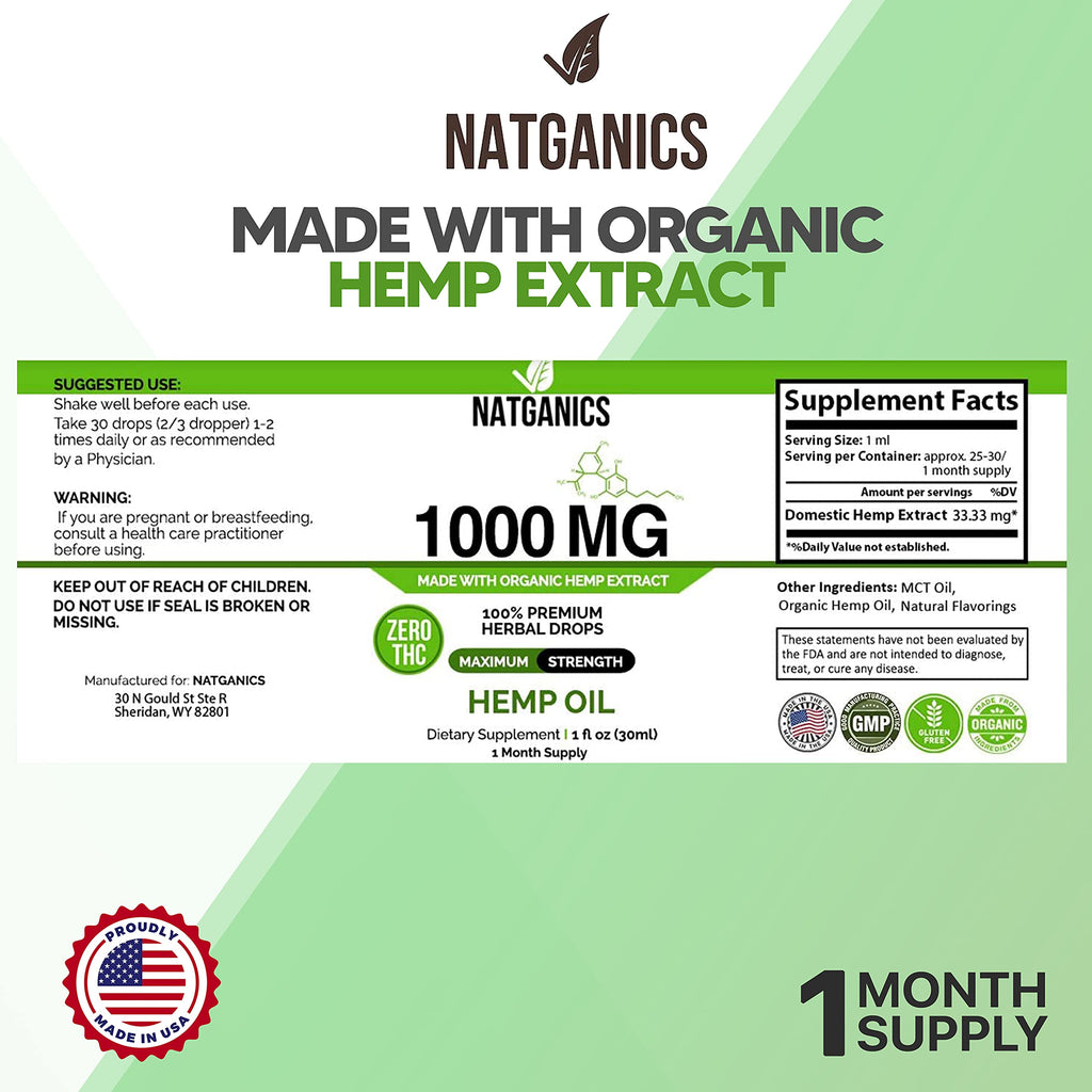 Organic Hemp Oil 1000mg T3038