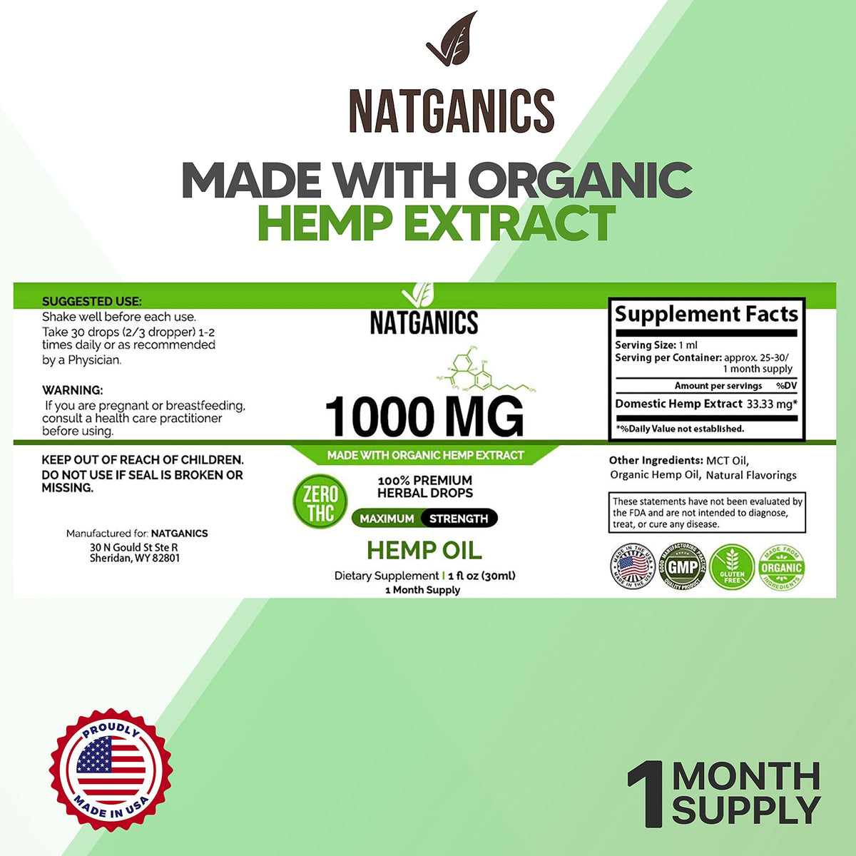 Organic Hemp Oil 1000mg T3038