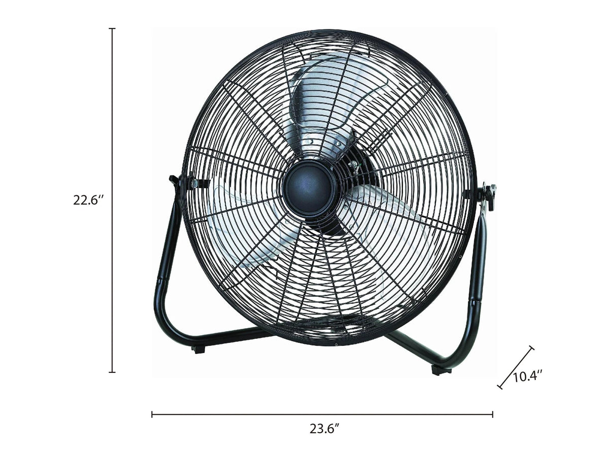 20" 3-Speed Tiltable Black Steel Floor Fan A257