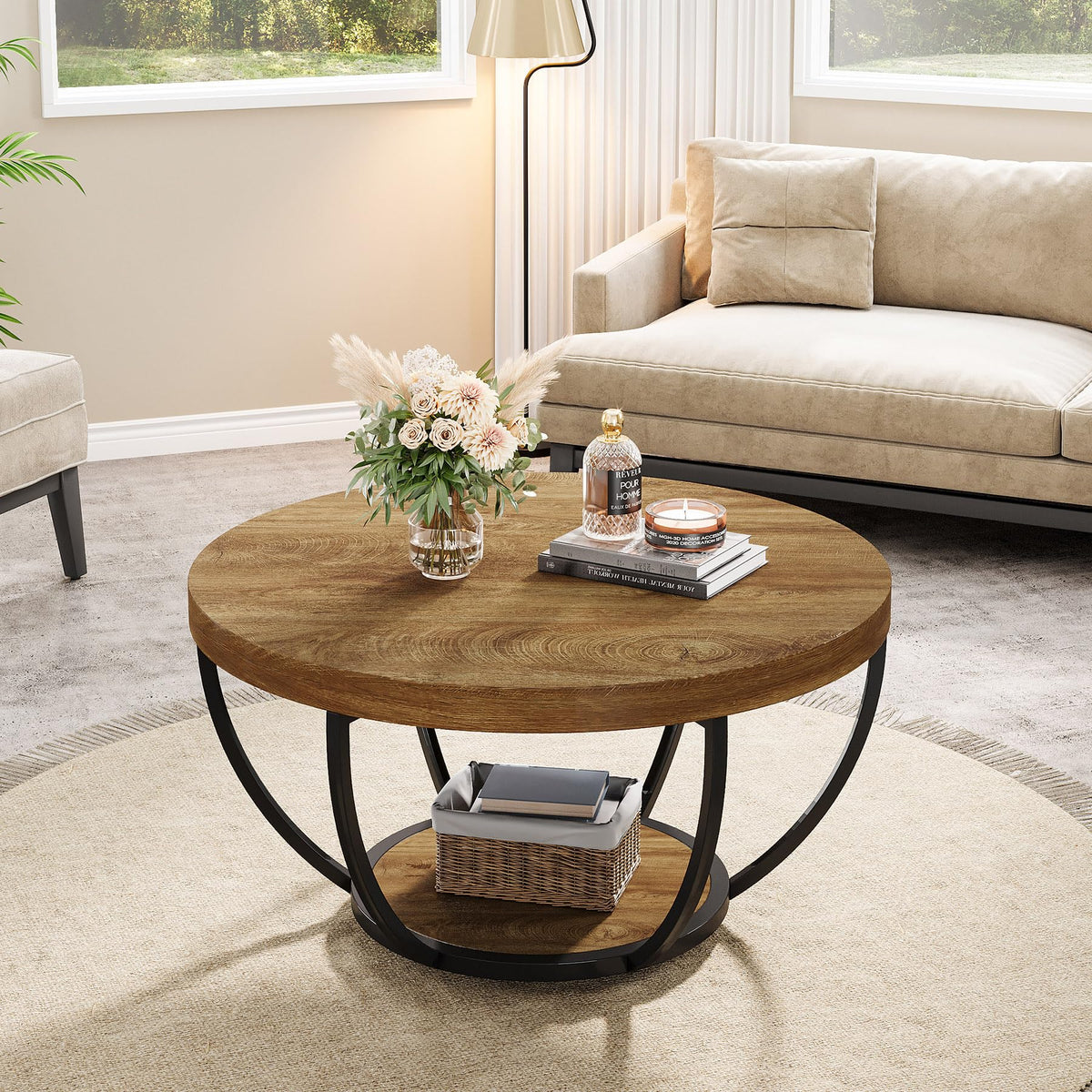 Round Coffee Table with Storage O925