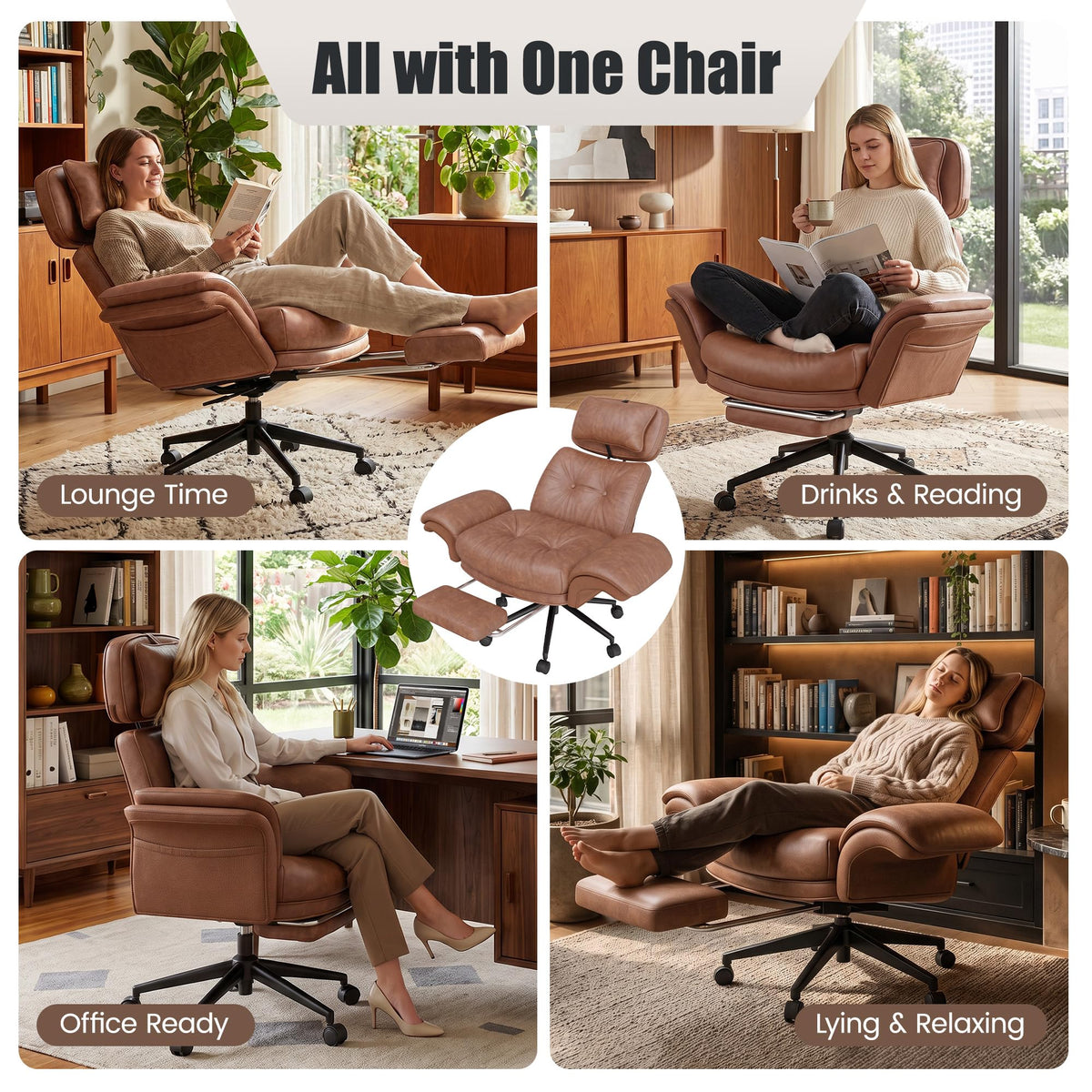 Brown Criss Cross Office Chair with Flip-Up Armrests and Headrest X784