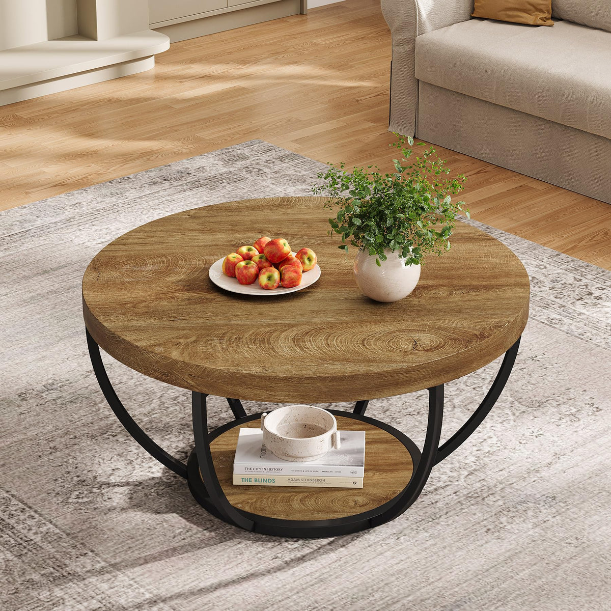 Round Coffee Table with Storage O925