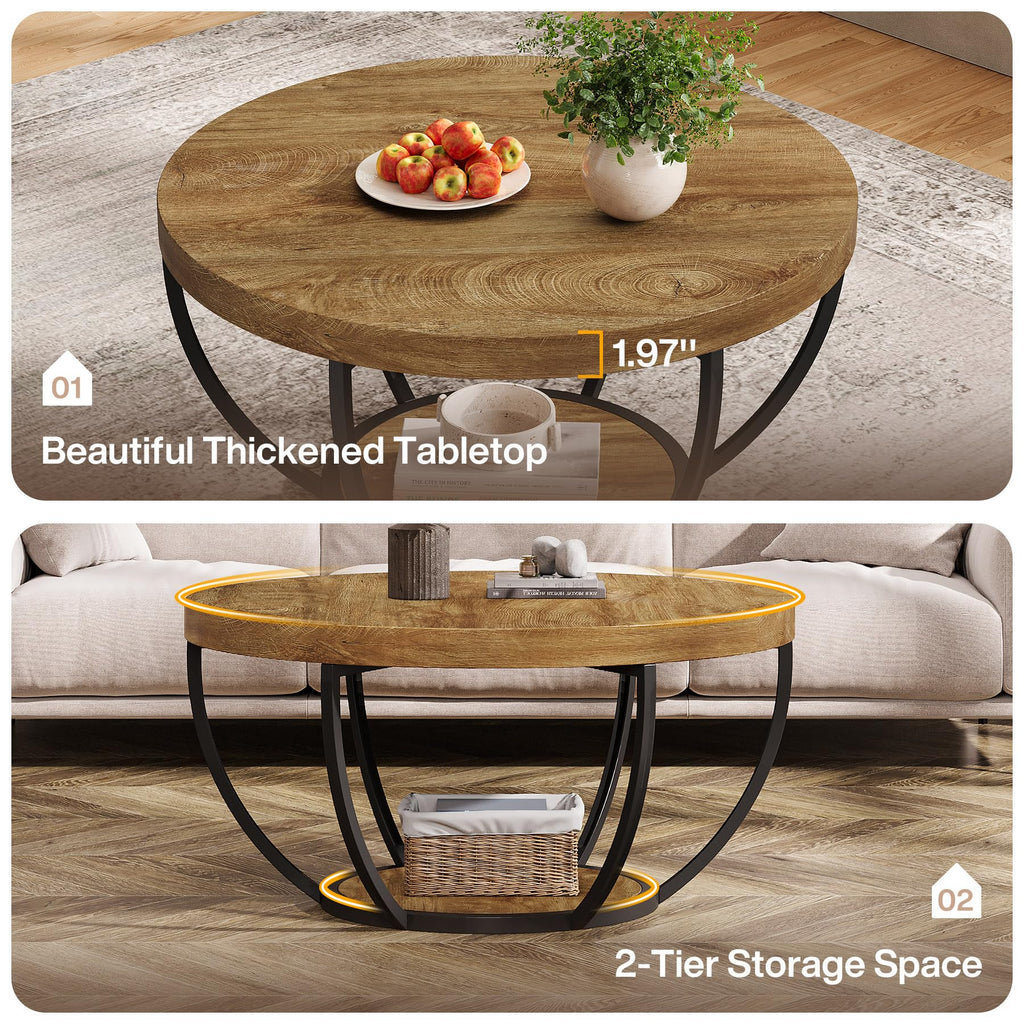 Round Coffee Table with Storage O925