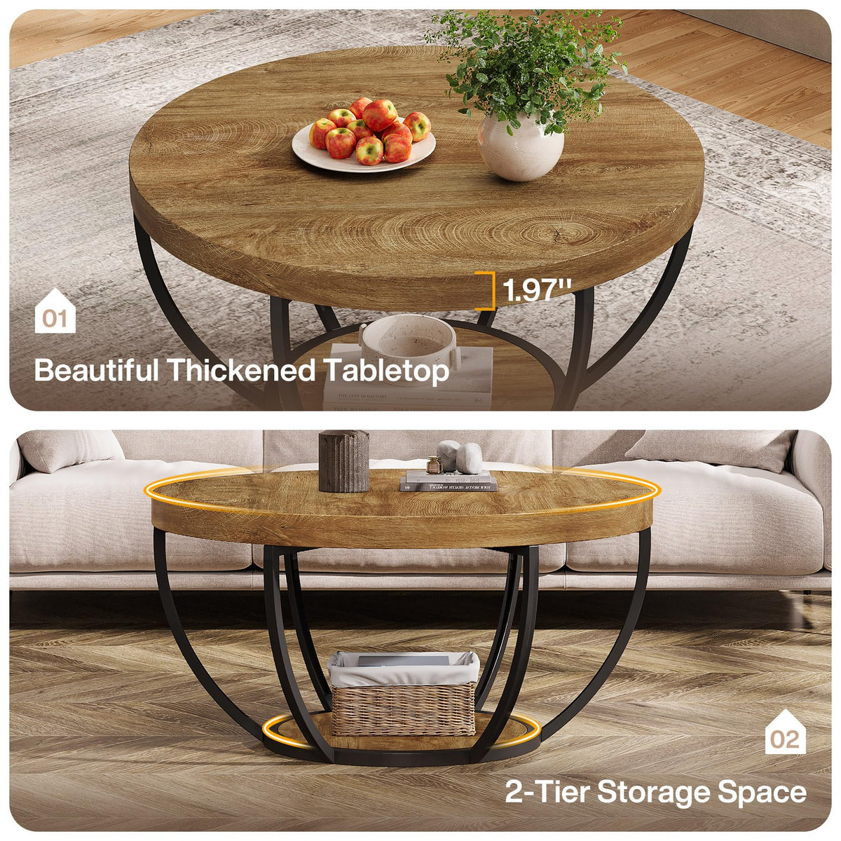 Round Coffee Table with Storage O925
