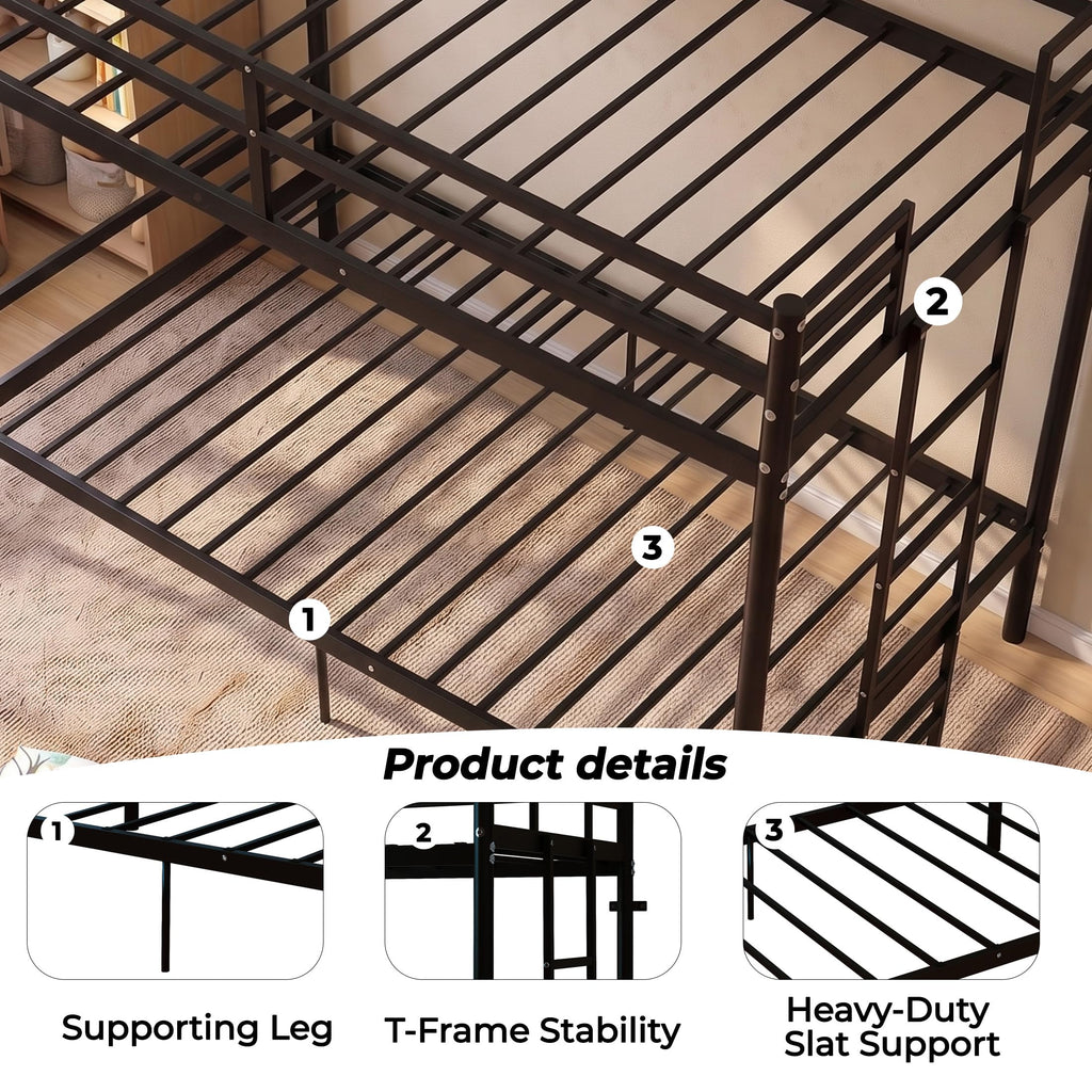 Twin Over Twin Bunk Bed with Ladder, Black H29695